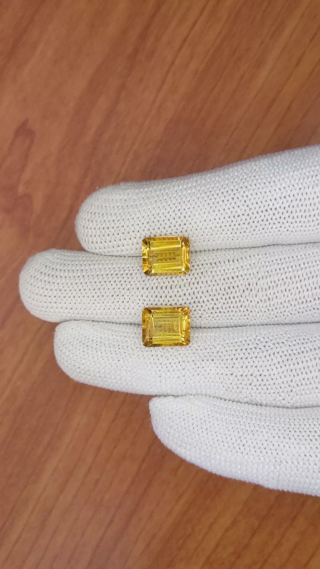 6.94 Ct.Tw.Total Carat Weight Citrine Pair from Brazil Size Video