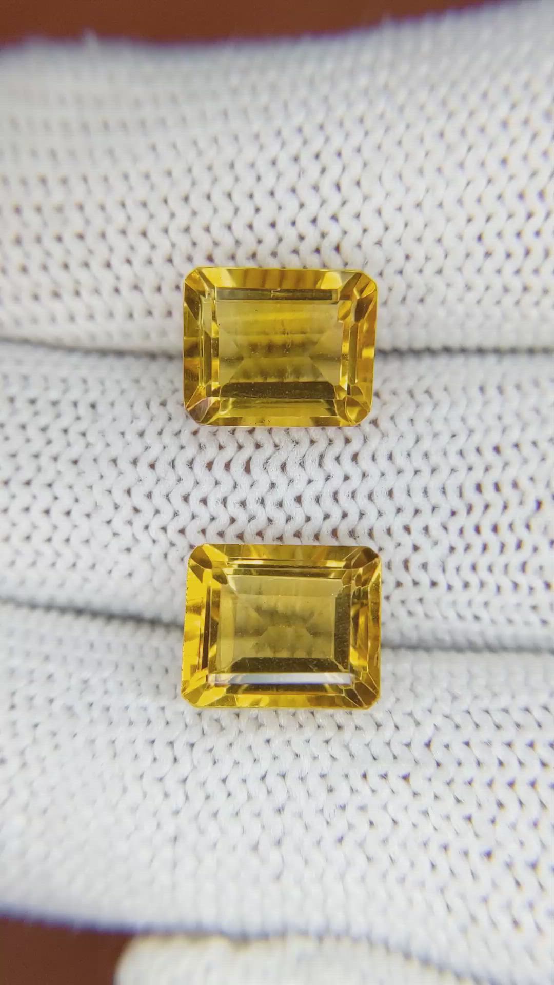 6.94 Ct.Tw.Total Carat Weight Citrine Pair from Brazil Size Video
