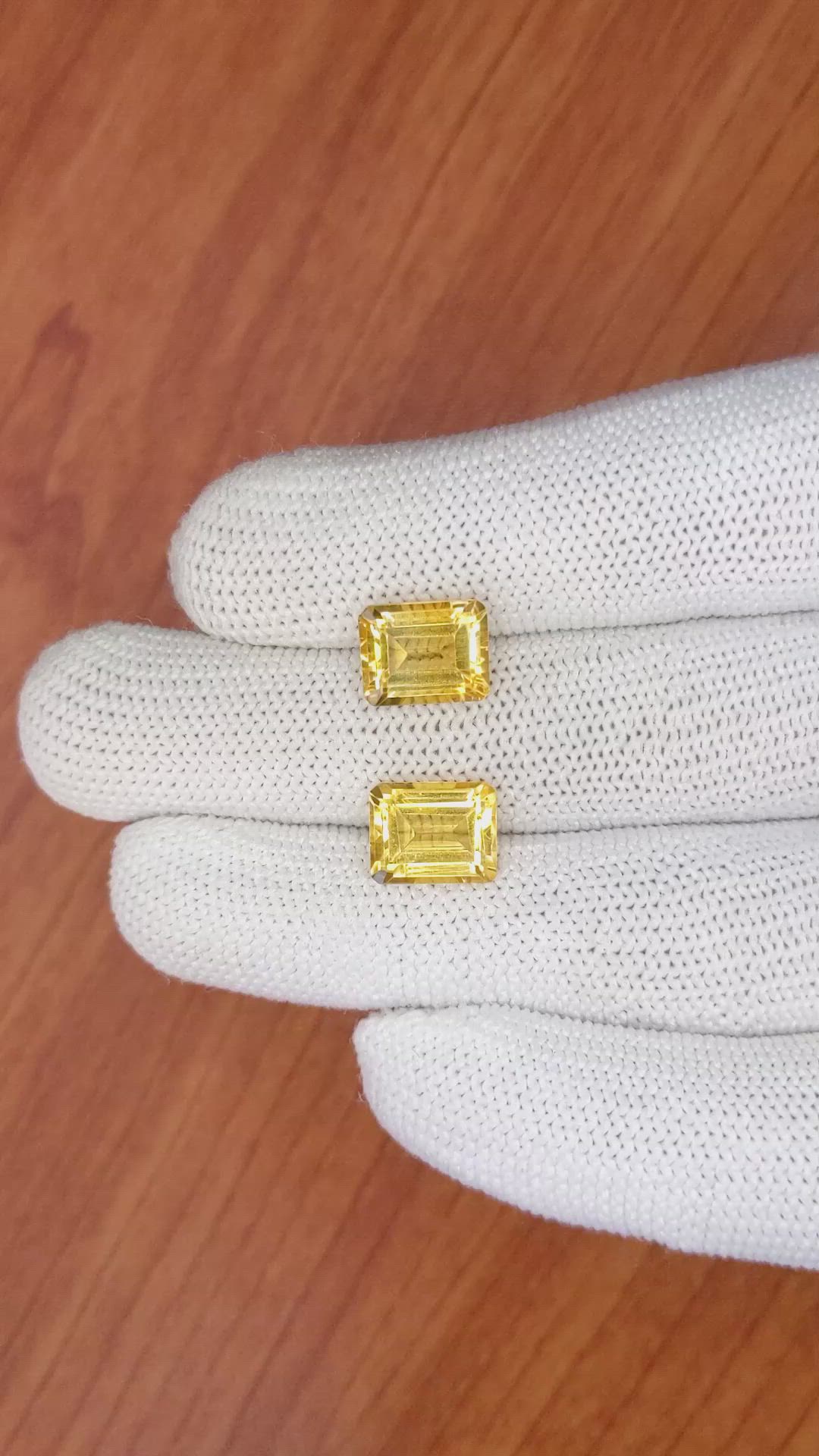 6.79 Ct.Tw.Total Carat Weight Citrine Pair from Brazil Size Video