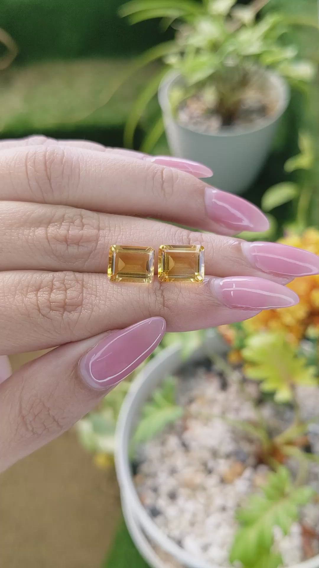 5.99 Ct.Tw.Total Carat Weight Citrine Pair from Brazil Size Video