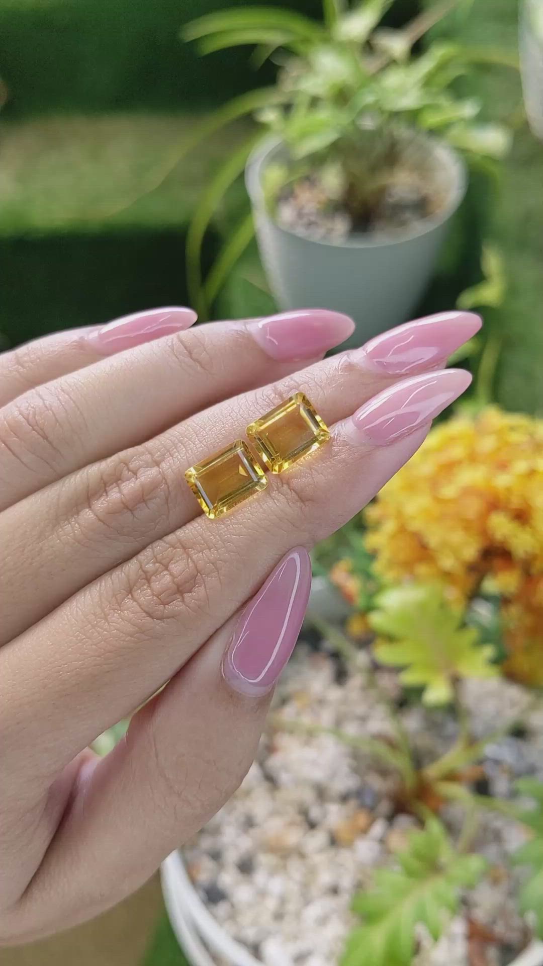 5.99 Ct.Tw.Total Carat Weight Citrine Pair from Brazil Size Video