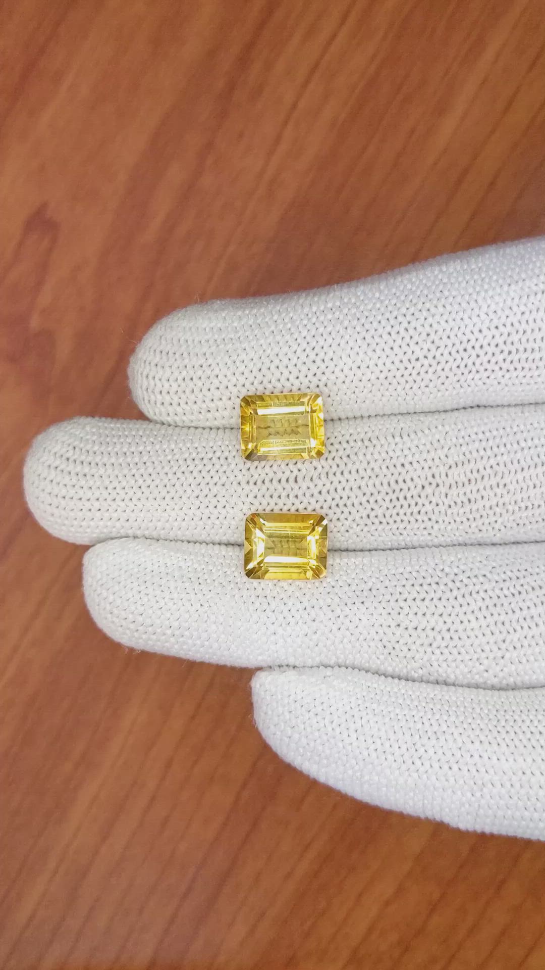 5.87 Ct.Tw.Total Carat Weight Citrine Pair from Brazil Size Video