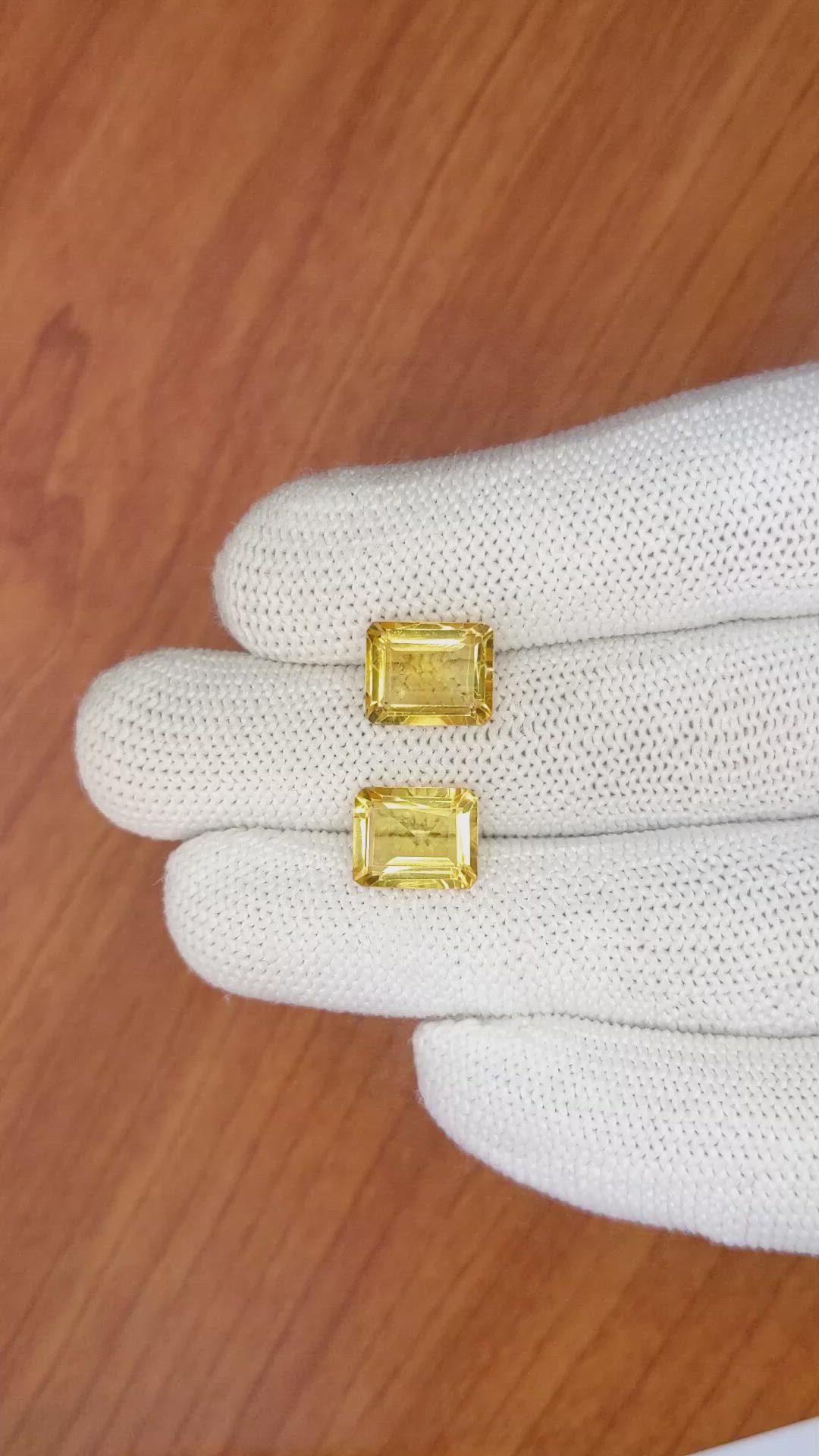 6.16 Ct.Tw.Total Carat Weight Citrine Pair from Brazil Size Video