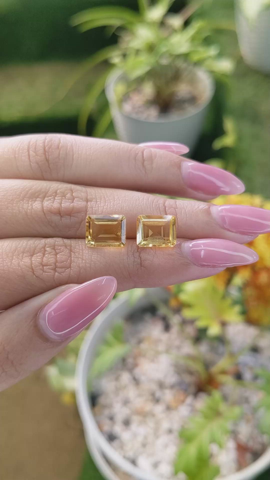 6.16 Ct.Tw.Total Carat Weight Citrine Pair from Brazil Size Video