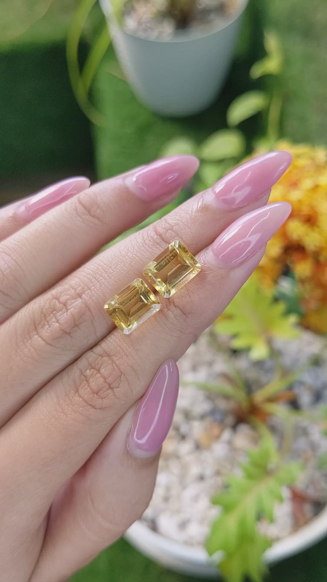 6.49 Ct.Tw.Total Carat Weight Citrine Pair from Brazil Size Video