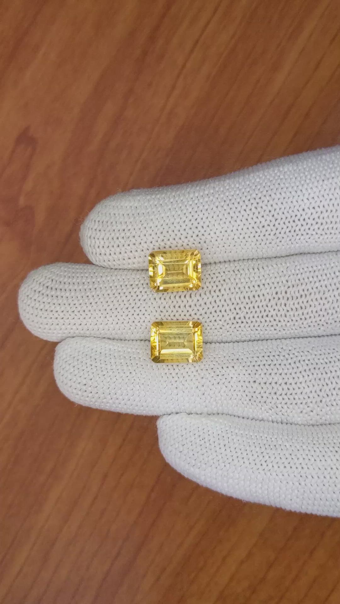 6.49 Ct.Tw.Total Carat Weight Citrine Pair from Brazil Size Video