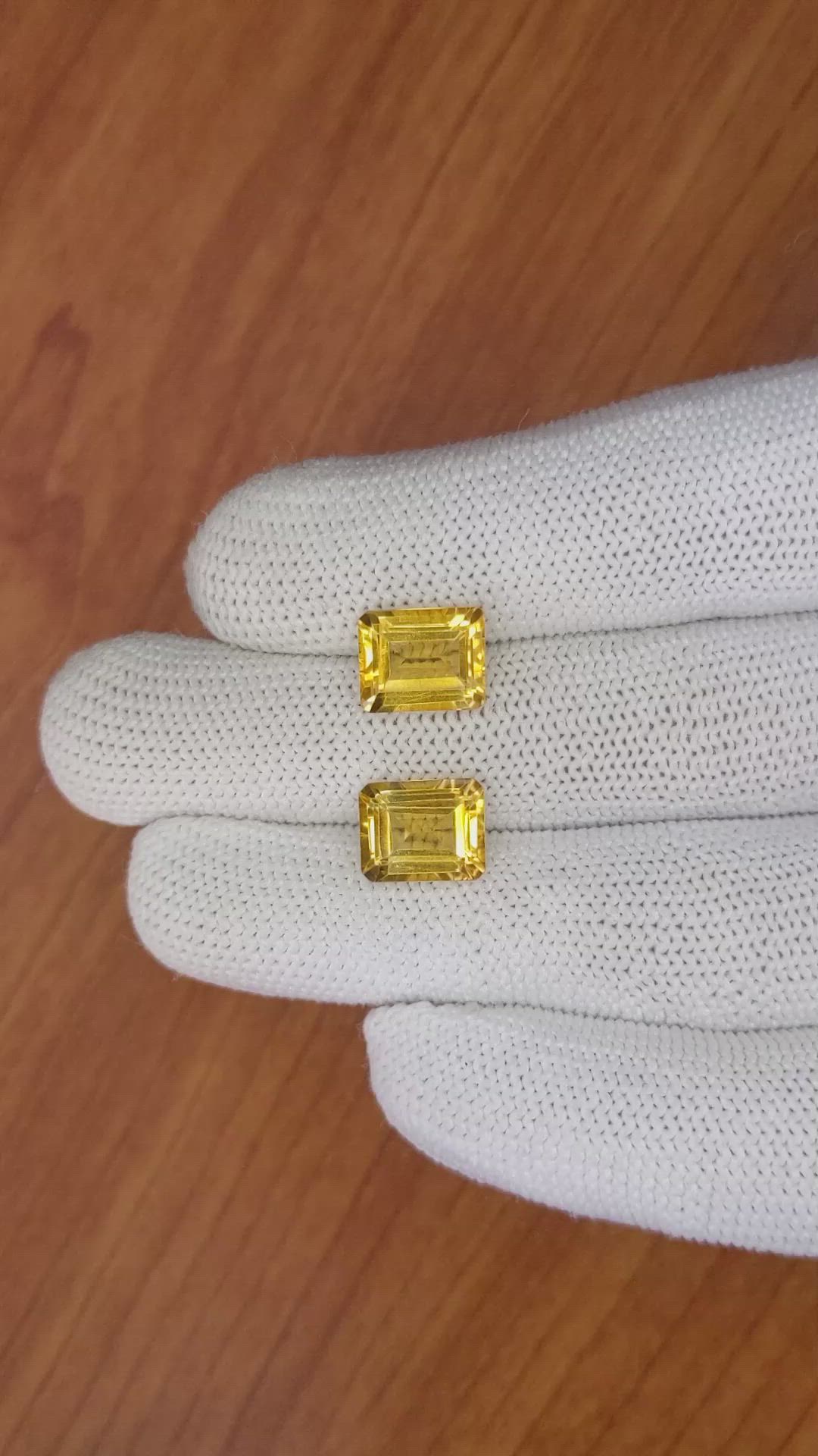 6.78 Ct.Tw.Total Carat Weight Citrine Pair from Brazil Size Video