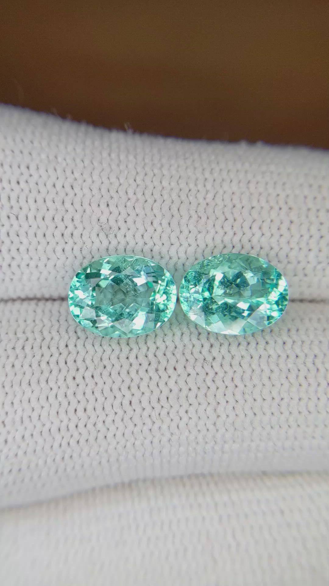 4.62 Ct.Tw.Total Carat Weight Paraiba Tourmaline Pair from Mozambique Size Video