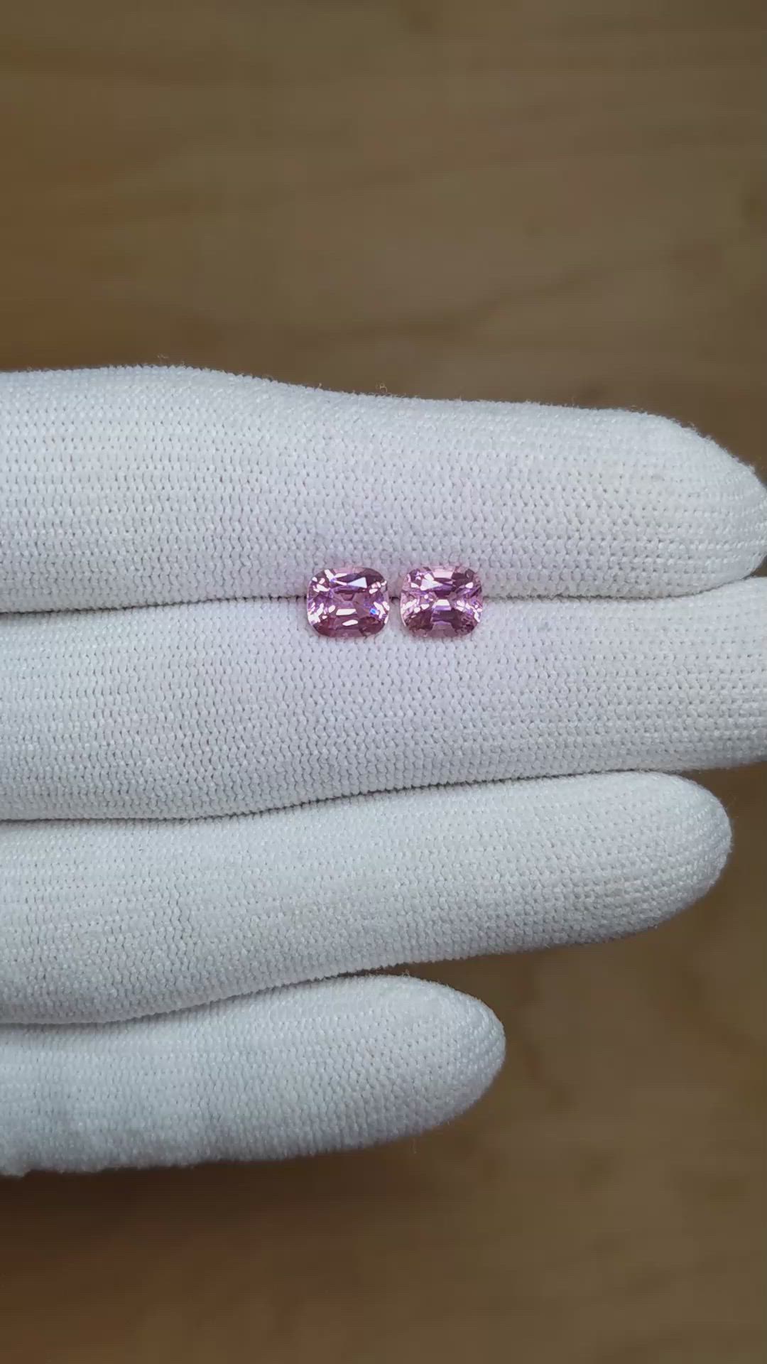 2.09 Ct.Tw.Total Carat Weight Spinel Pair from Tanzania Size Video