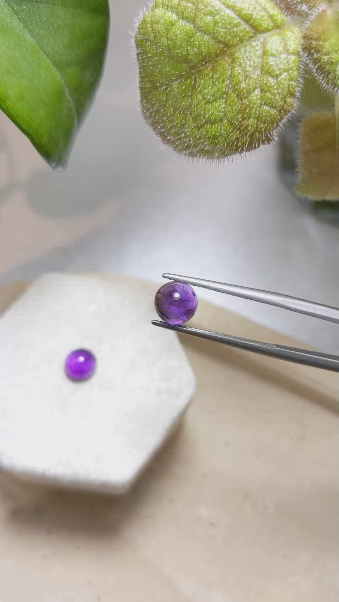 2.84 Ct.Tw.Total Carat Weight Cabochon Amethyst Pair from Brazil Size Video