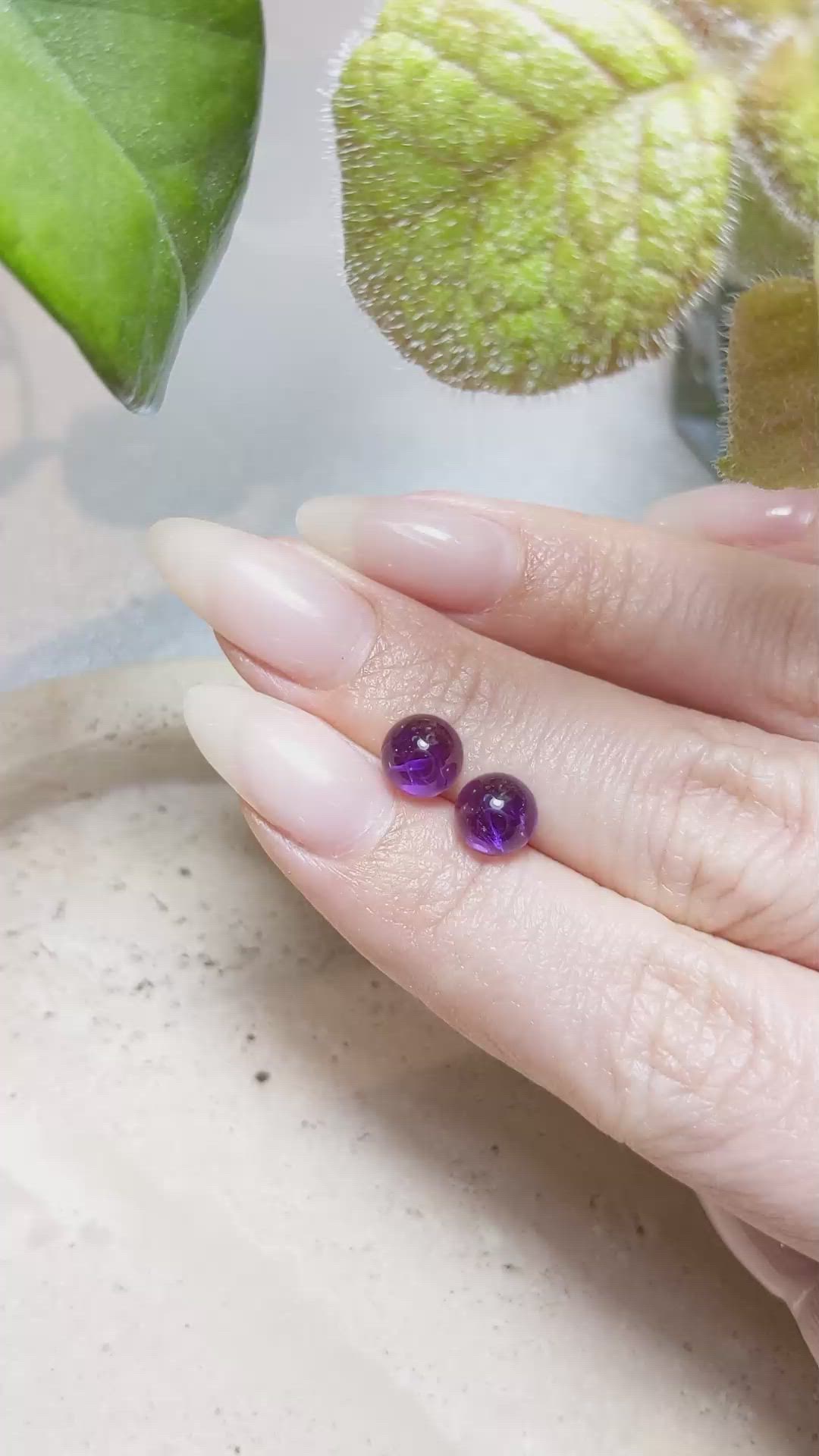 2.84 Ct.Tw.Total Carat Weight Cabochon Amethyst Pair from Brazil Size Video