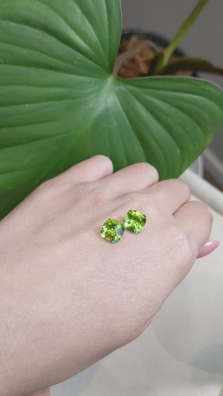 4.86 Ct.Tw.Total Carat Weight Peridot Pair from Burma (Myanmar) Size Video