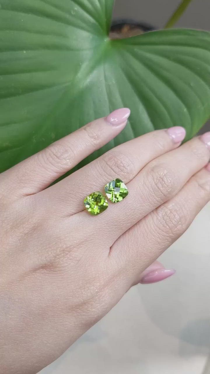 4.86 Ct.Tw.Total Carat Weight Peridot Pair from Burma (Myanmar) Size Video