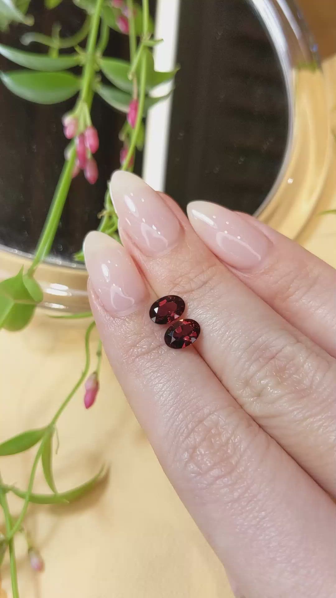 1.94 Ct.Tw.Total Carat Weight Garnet Pair from Ceylon (Sri Lanka) Size Video