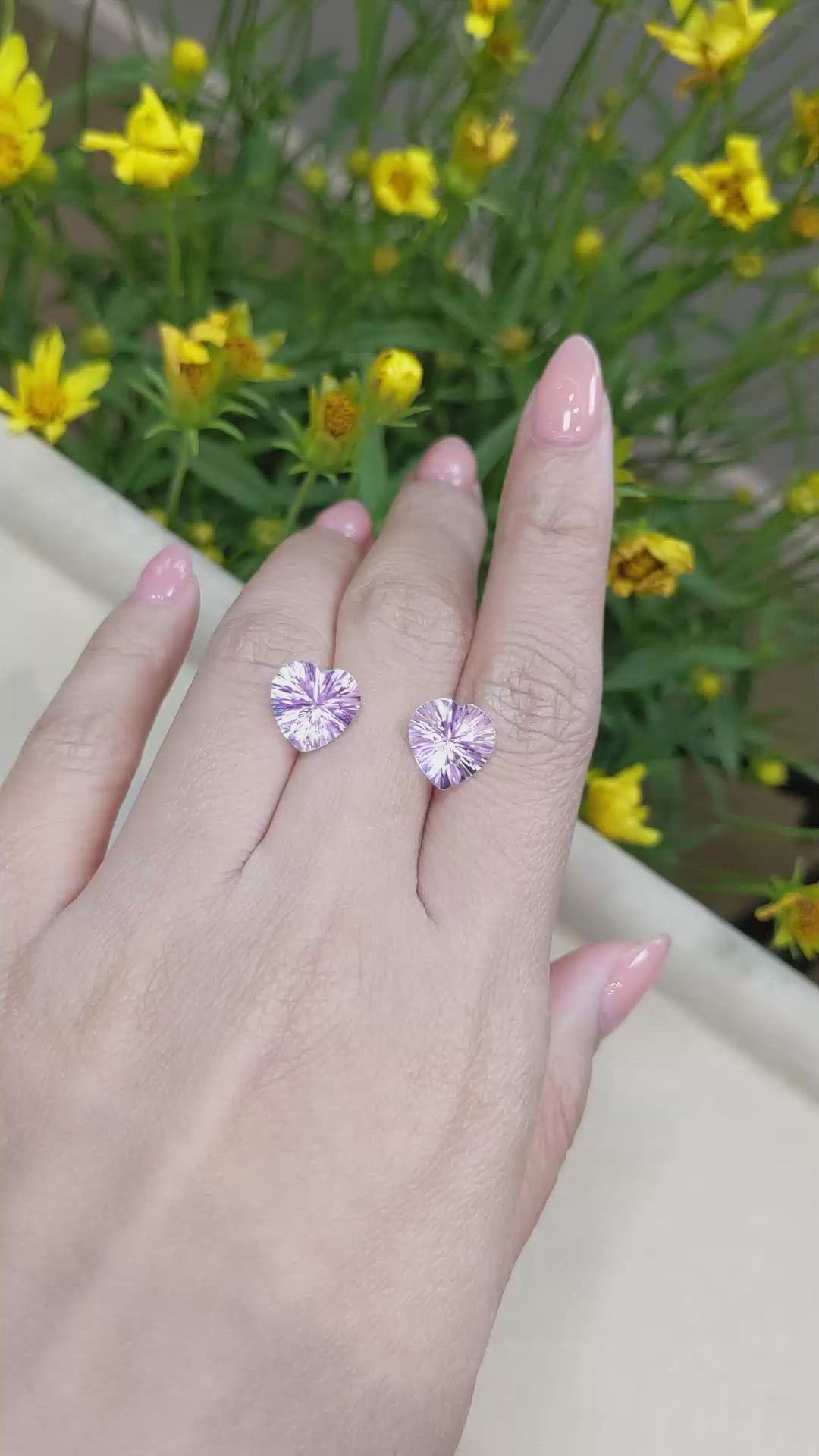 5.43 Ct.Tw.Total Carat Weight Amethyst Pair from Brazil Size Video
