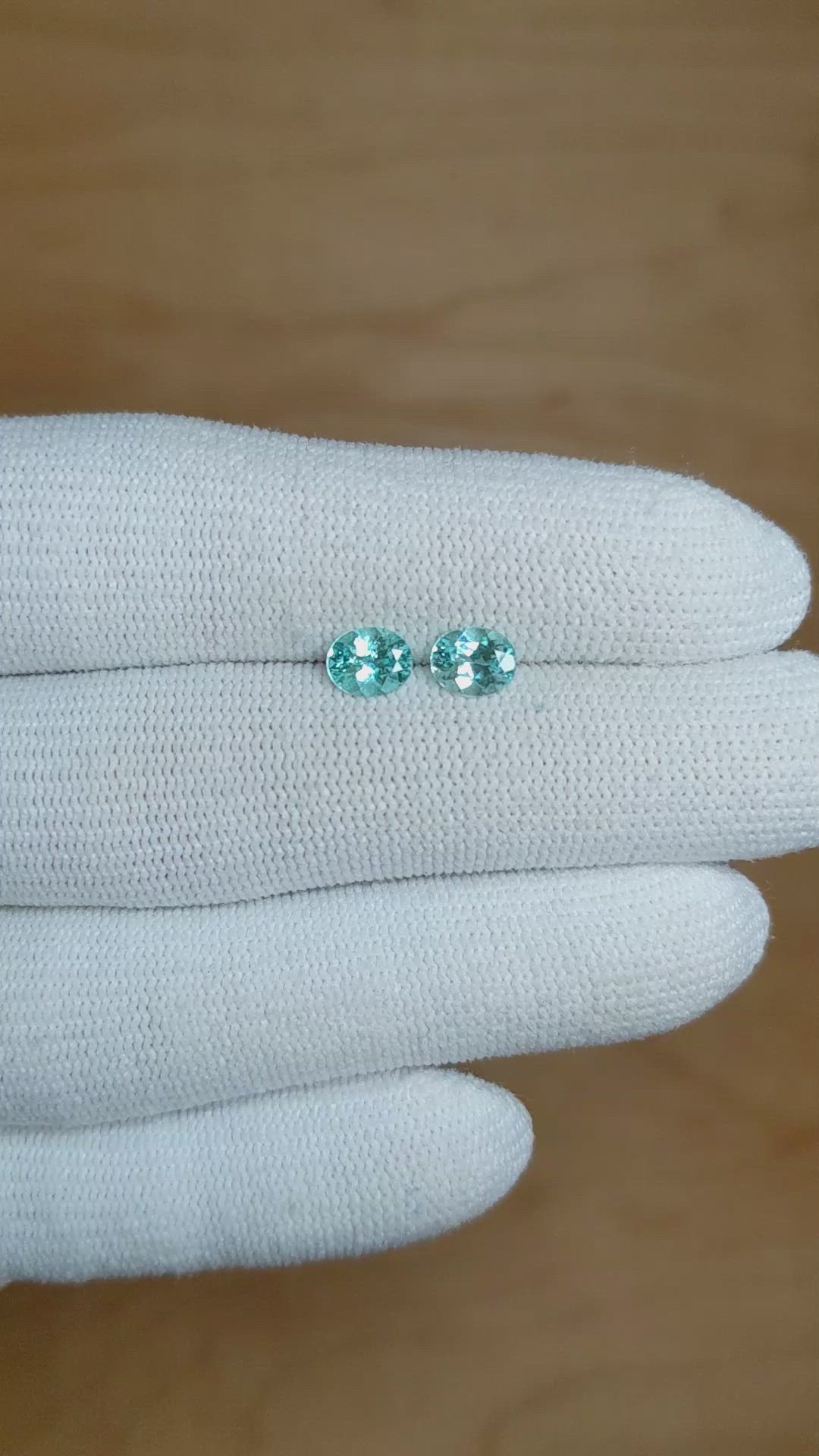 1.10 Ct.Tw.Total Carat Weight Paraiba Tourmaline Pair from Mozambique Size Video
