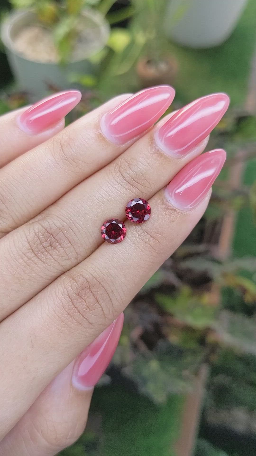 2.07 Ct.Tw.Total Carat Weight Almandine Garnet Pair from Ceylon (Sri Lanka) Size Video