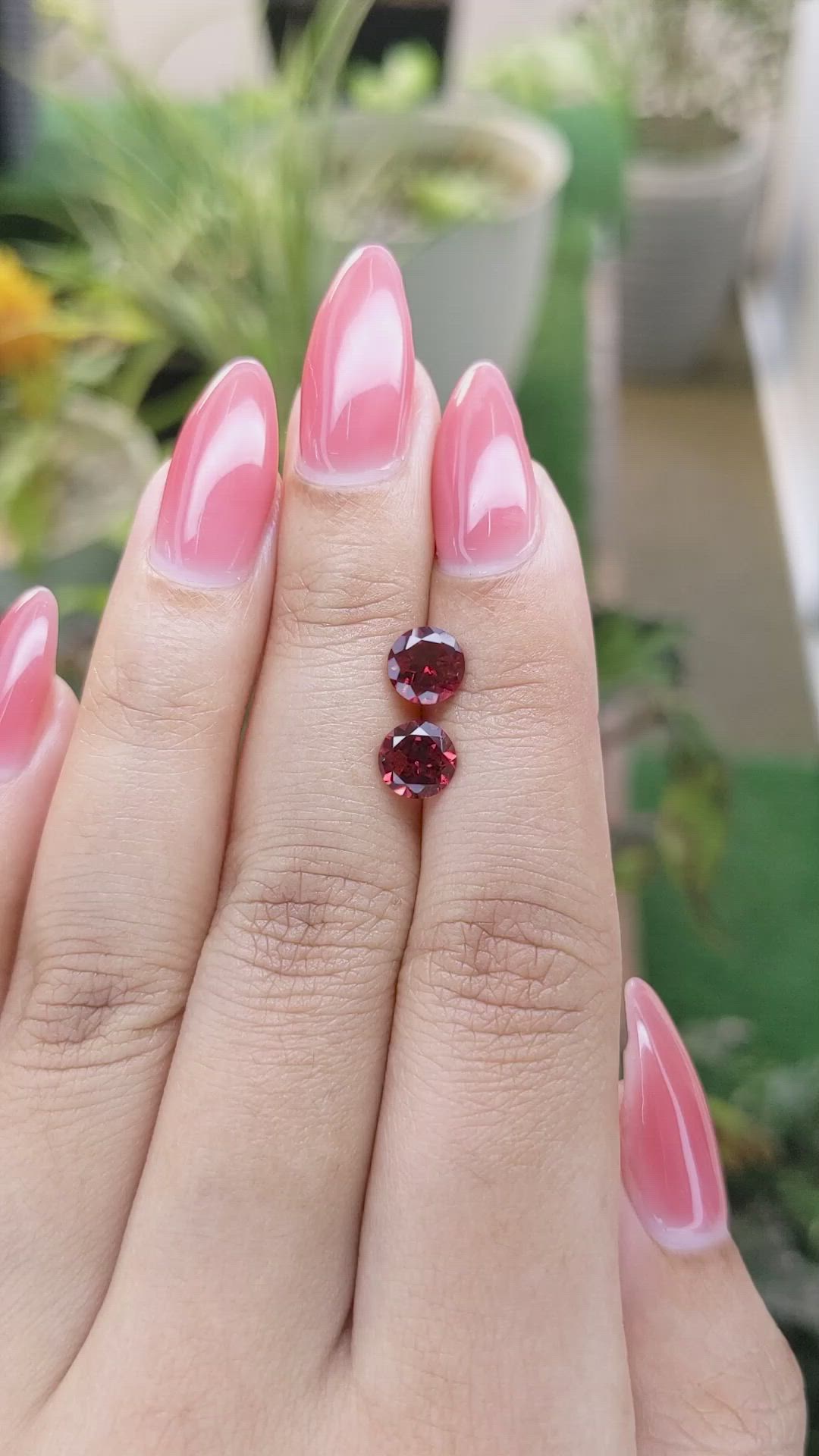 2.07 Ct.Tw.Total Carat Weight Almandine Garnet Pair from Ceylon (Sri Lanka) Size Video