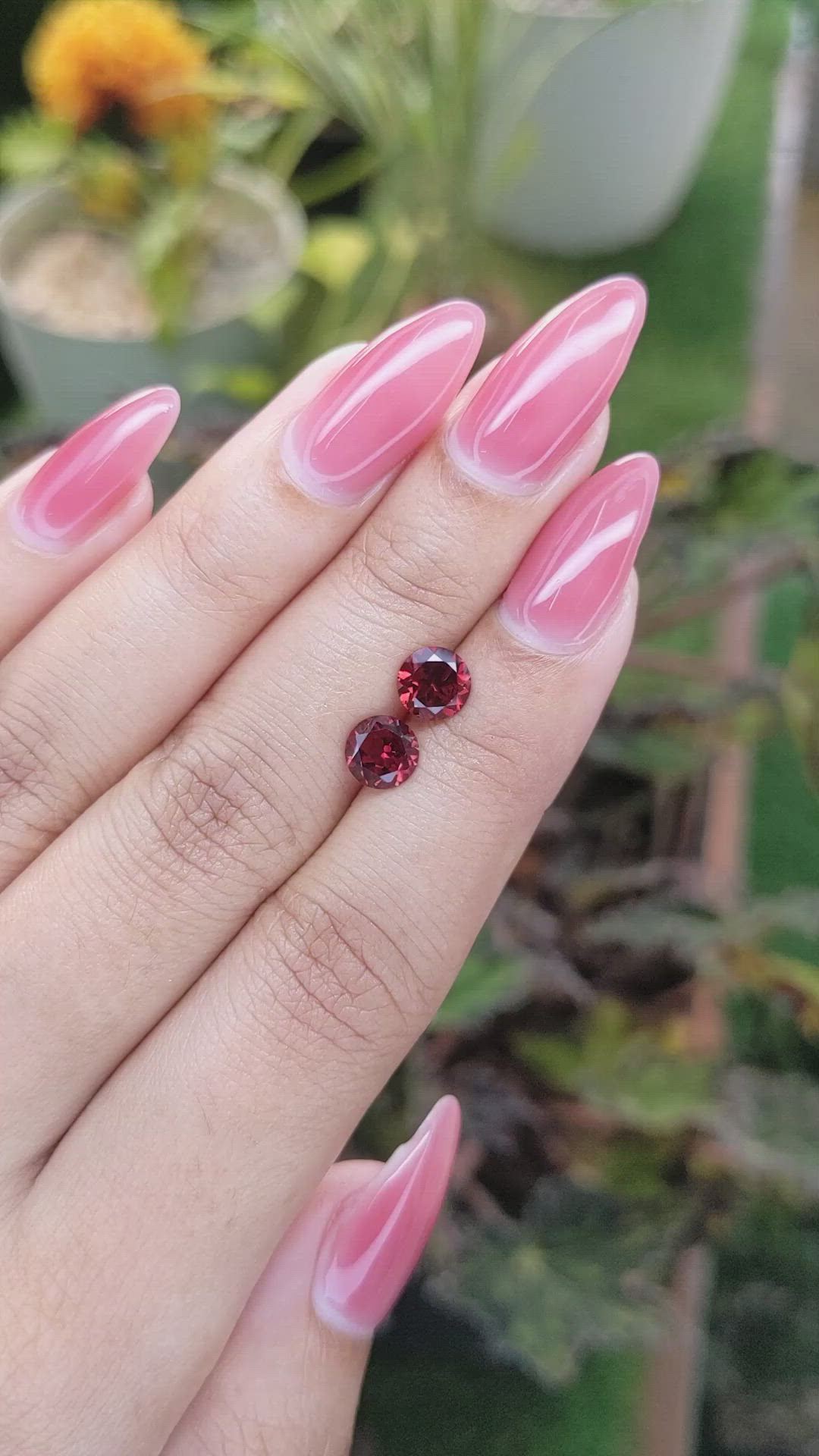 2.04 Ct.Tw.Total Carat Weight Almandine Garnet Pair from Ceylon (Sri Lanka) Size Video