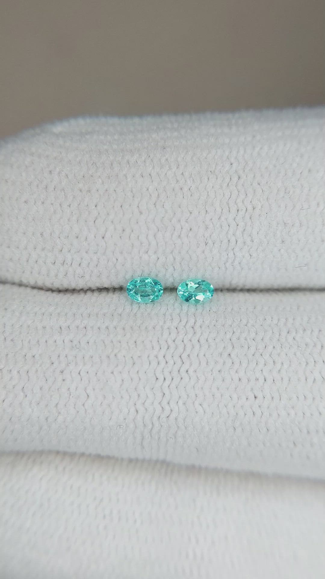 0.12 Ct.Tw.Total Carat Weight Paraiba Tourmaline Pair from Brazil Size Video