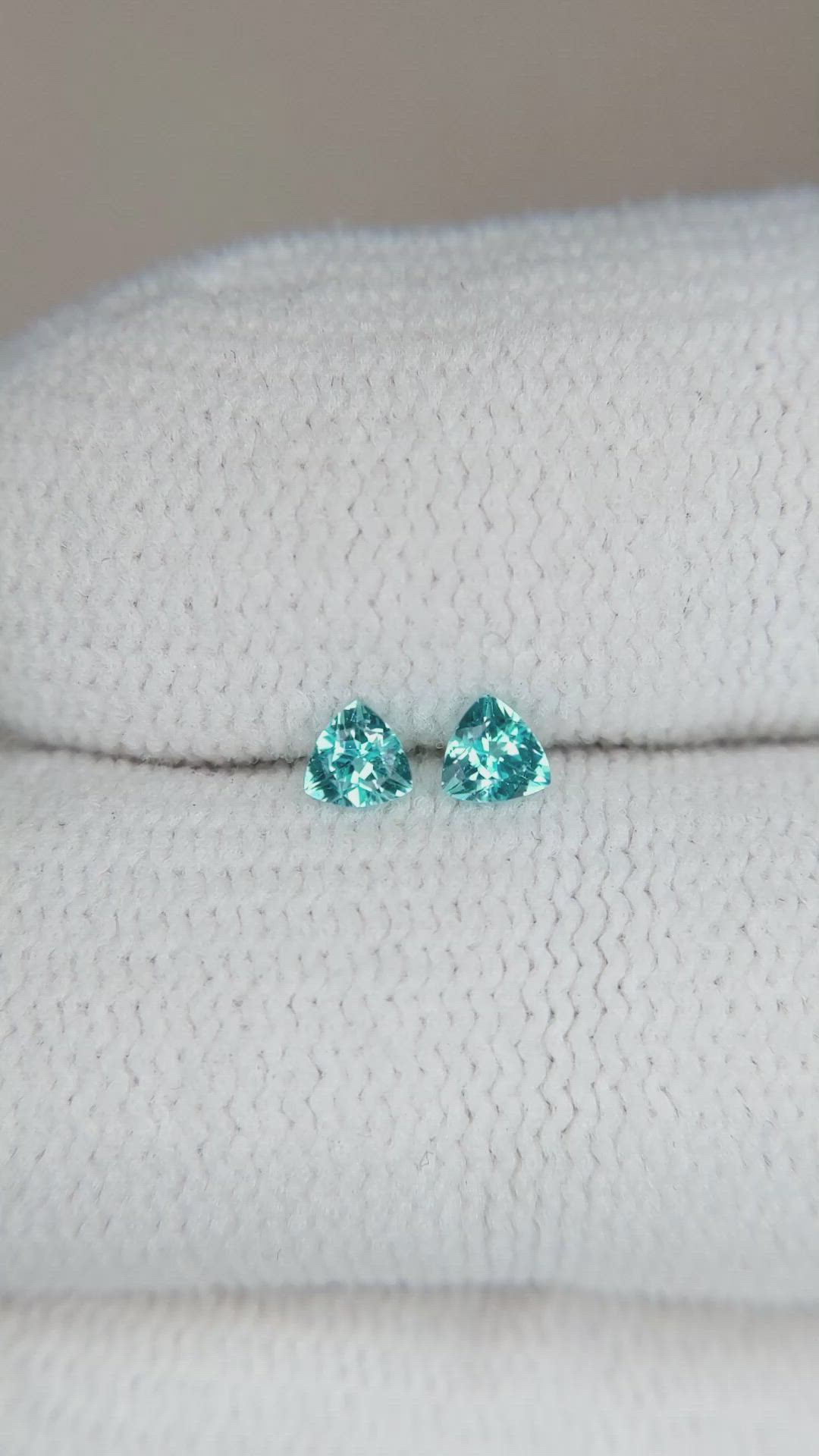 0.18 Ct.Tw.Total Carat Weight Paraiba Tourmaline Pair from Brazil Size Video