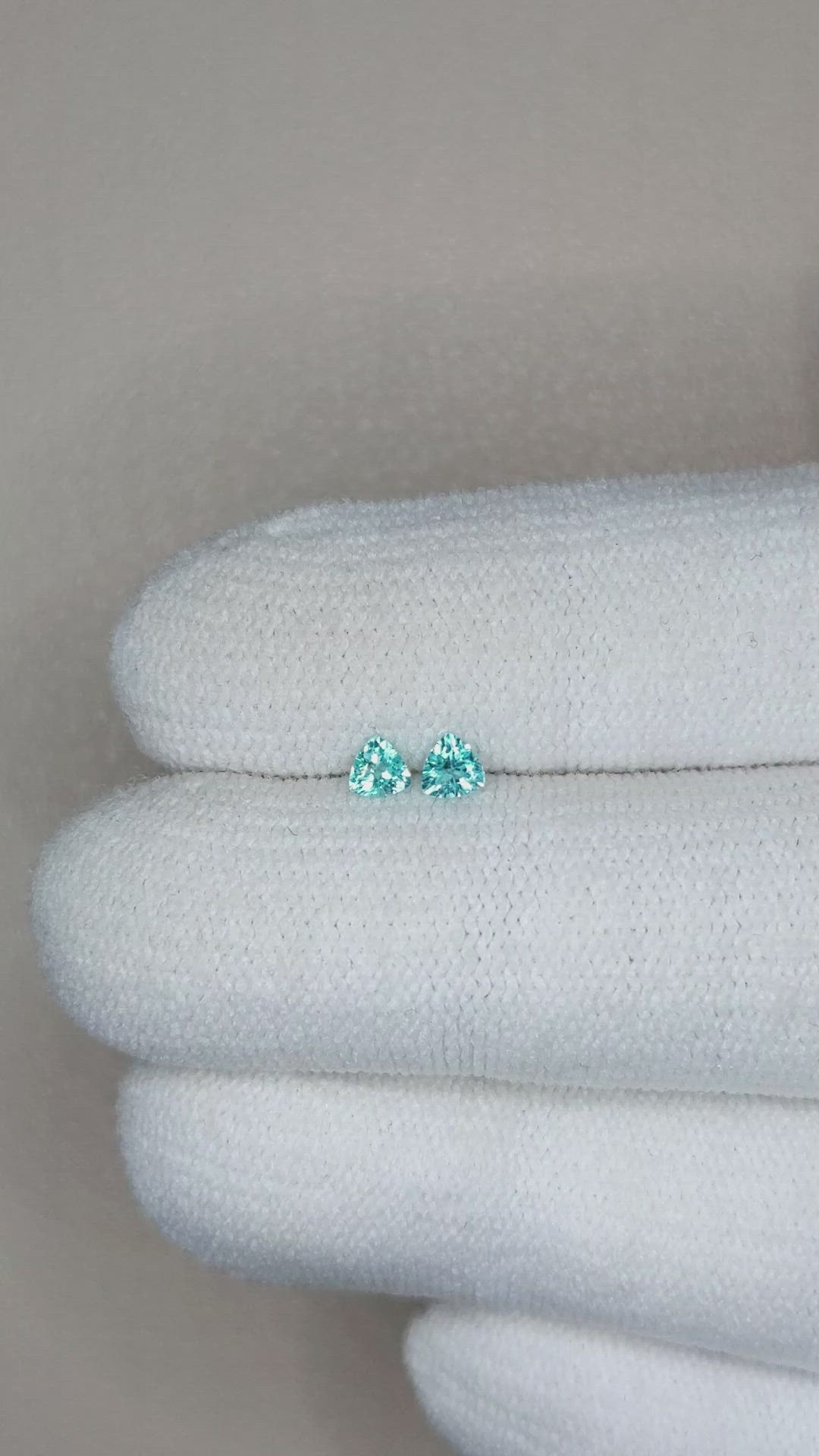 0.18 Ct.Tw.Total Carat Weight Paraiba Tourmaline Pair from Brazil Size Video