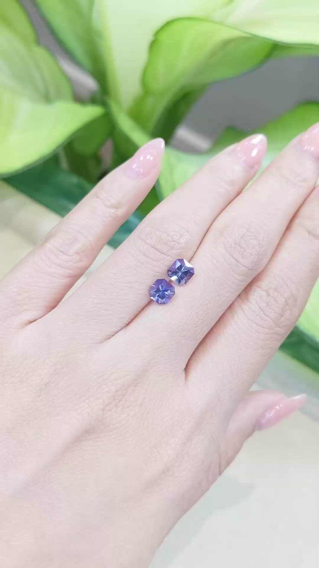 1.40 Ct.Tw.Total Carat Weight Iolite Pair from Madagascar Size Video