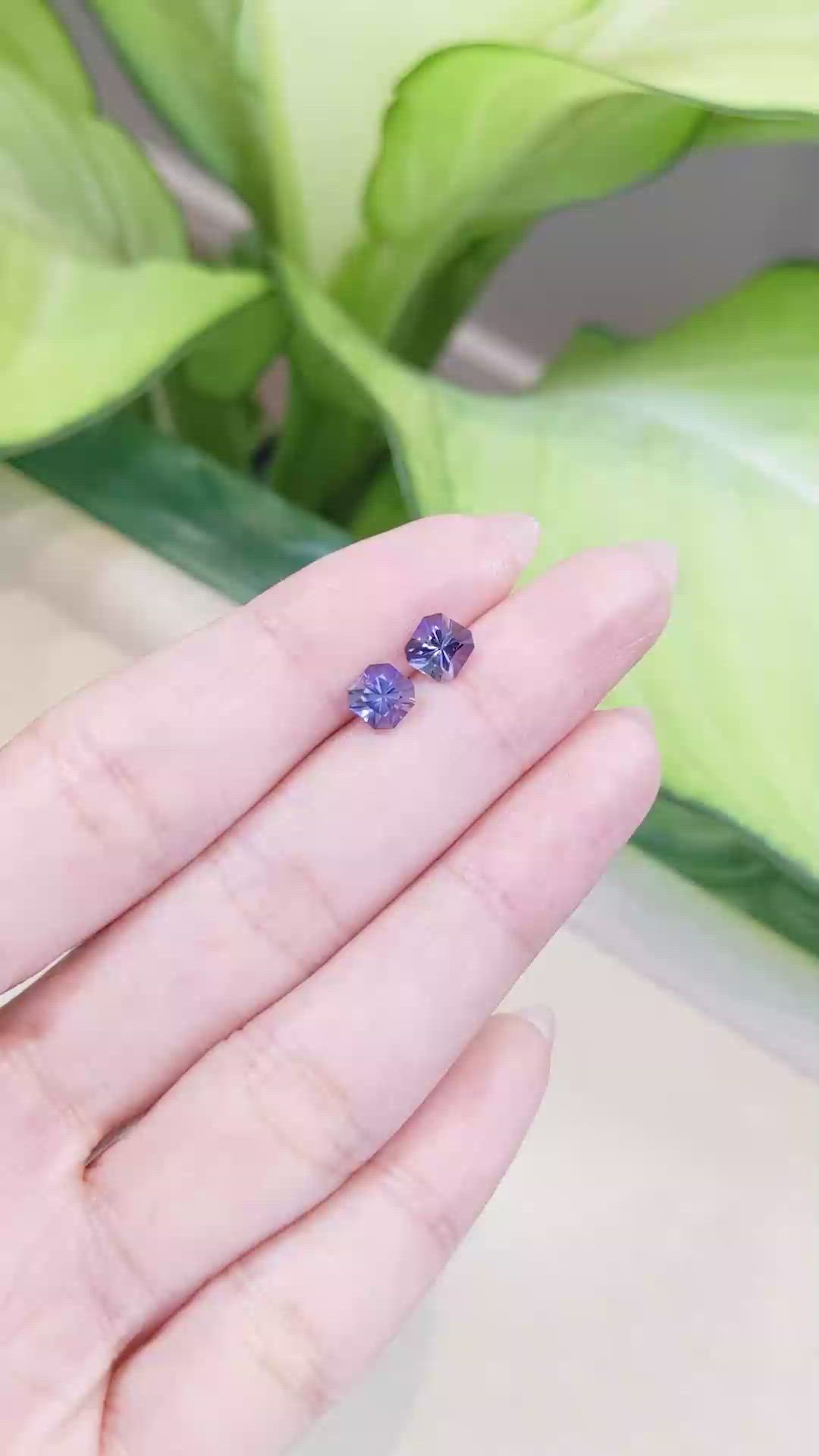 1.40 Ct.Tw.Total Carat Weight Iolite Pair from Madagascar Size Video