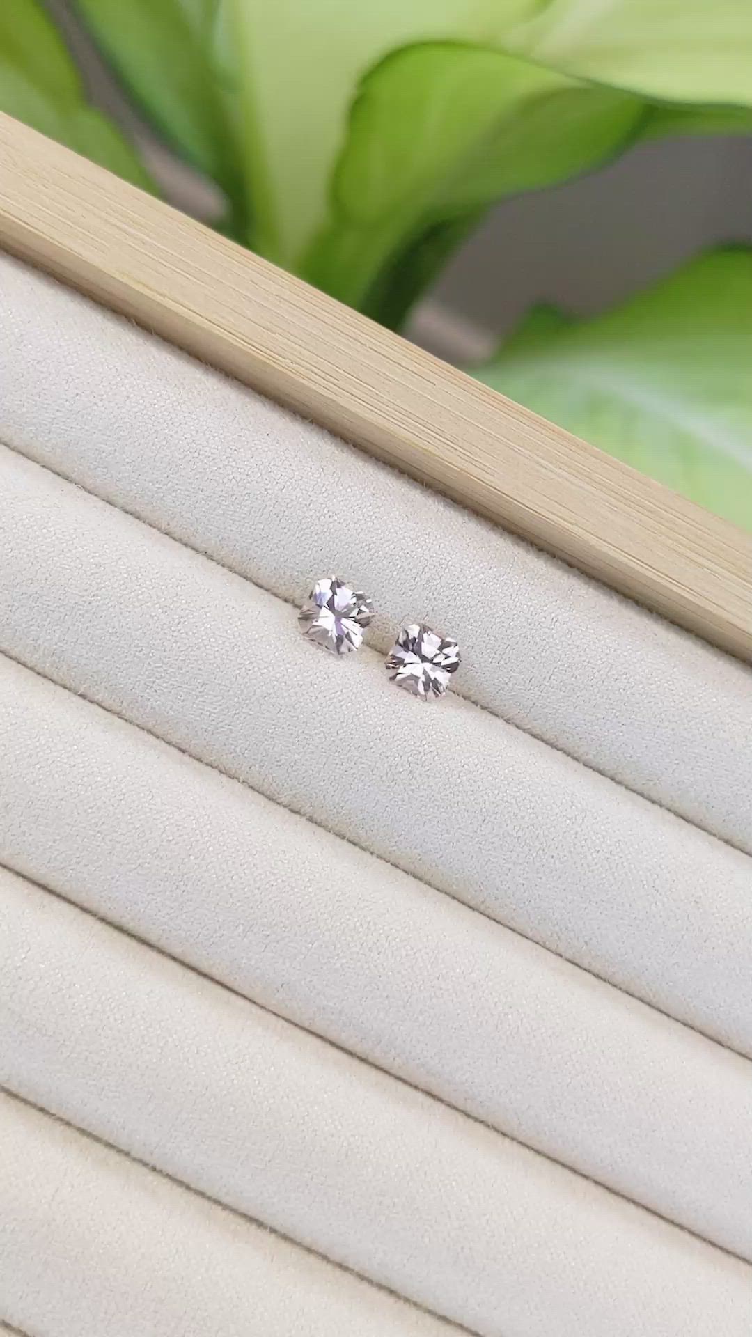 1.63 Ct.Tw.Total Carat Weight Morganite Pair from Brazil Size Video