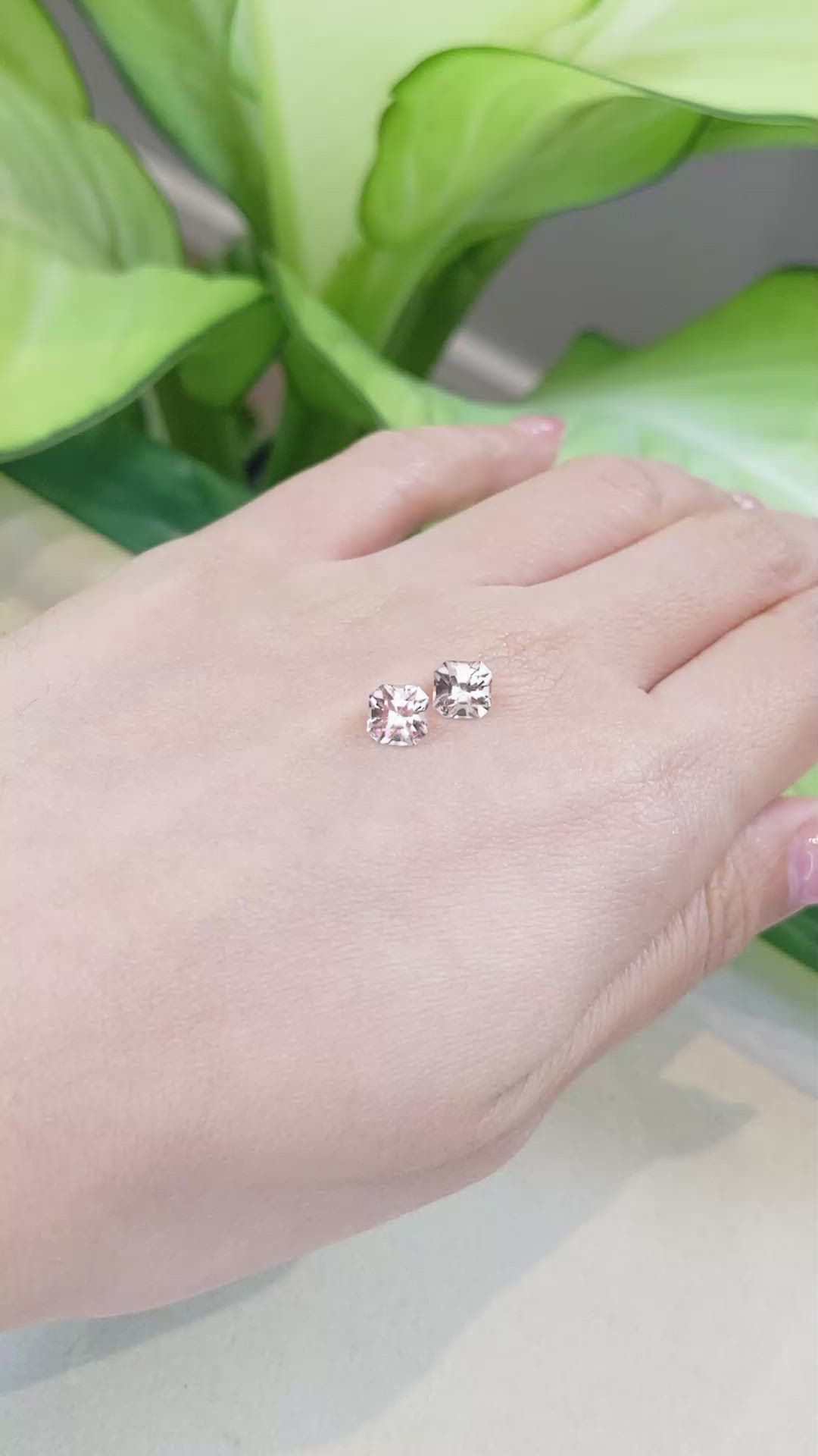 1.63 Ct.Tw.Total Carat Weight Morganite Pair from Brazil Size Video