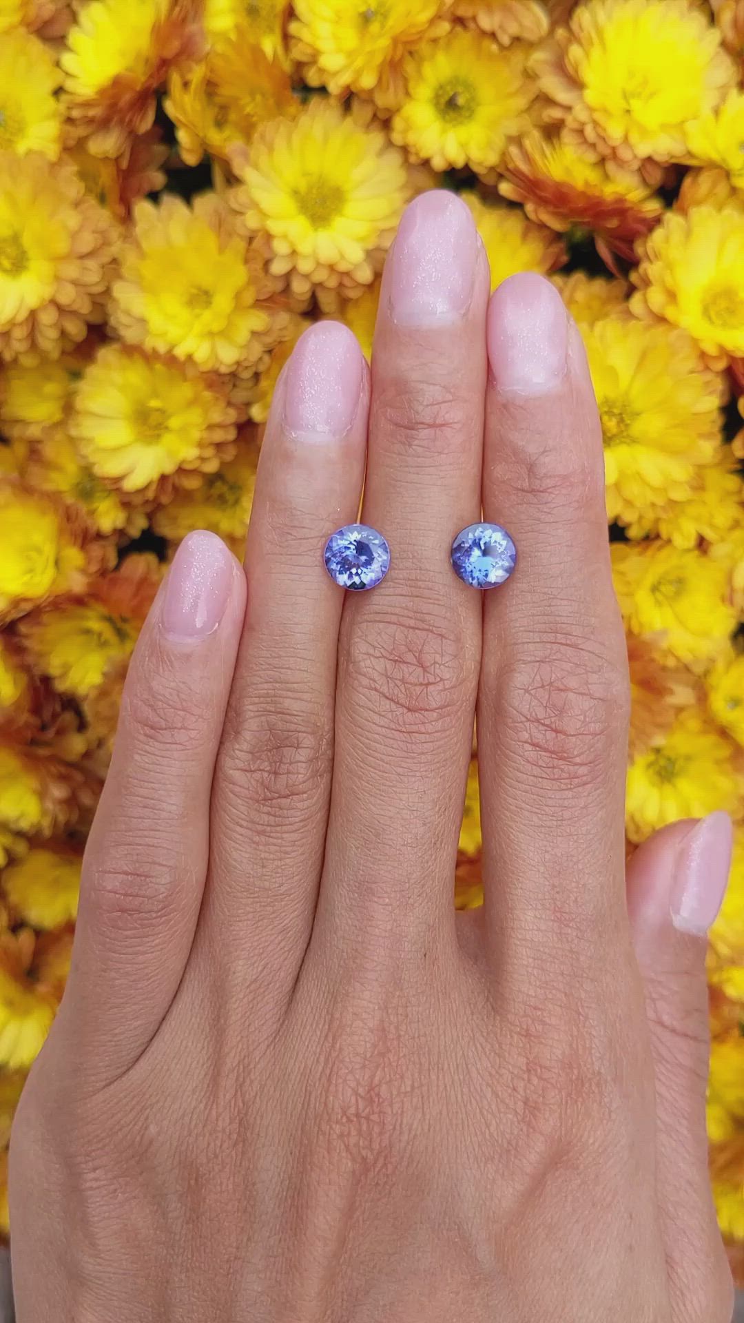 3.29 Ct.Tw.Total Carat Weight Tanzanite Pair from Tanzania Size Video
