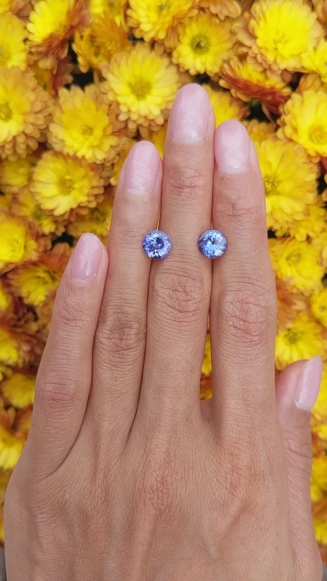 3.29 Ct.Tw.Total Carat Weight Tanzanite Pair from Tanzania Size Video