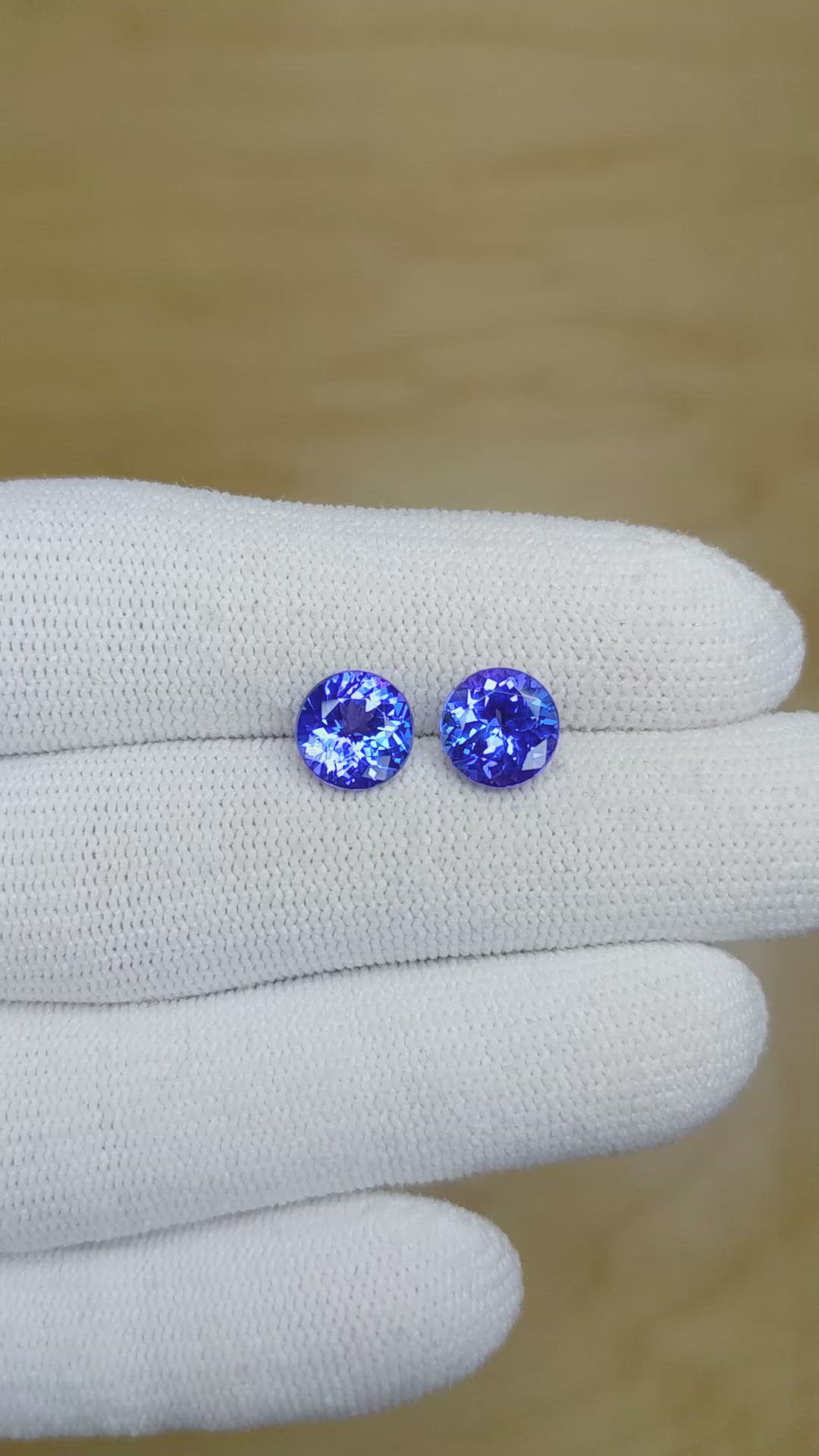 3.33 Ct.Tw.Total Carat Weight Tanzanite Pair from Tanzania Size Video