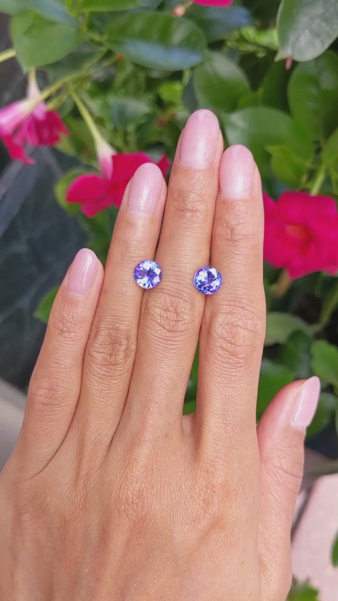 3.33 Ct.Tw.Total Carat Weight Tanzanite Pair from Tanzania Size Video