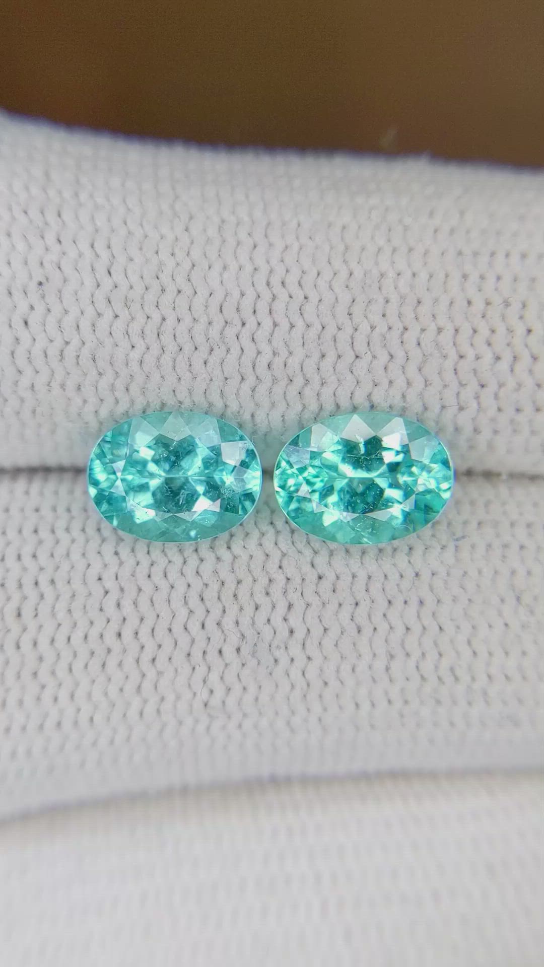 2.36 Ct.Tw.Total Carat Weight Paraiba Tourmaline Pair from Mozambique Size Video