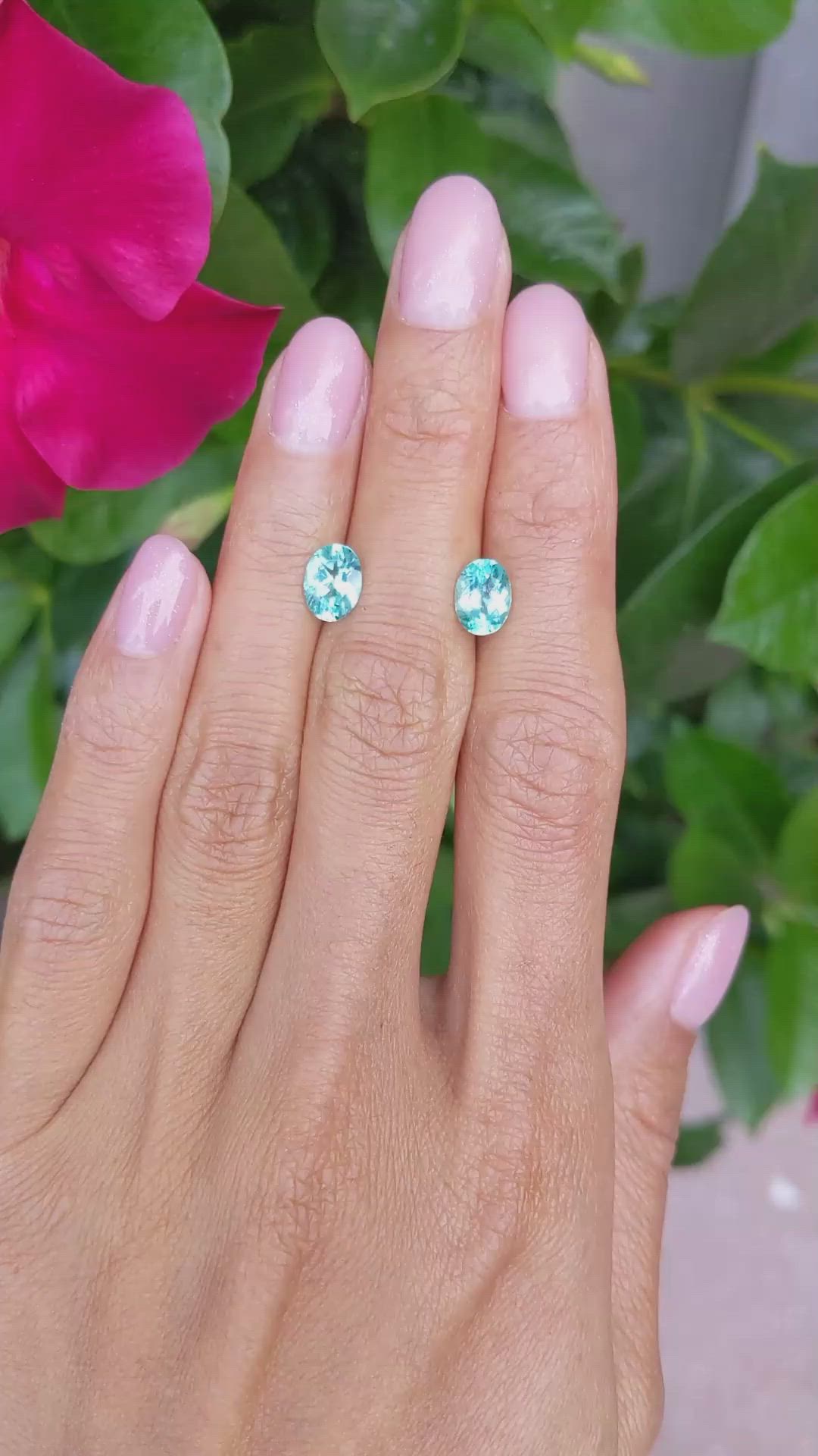 2.14 Ct.Tw.Total Carat Weight Paraiba Tourmaline Pair from Mozambique Size Video