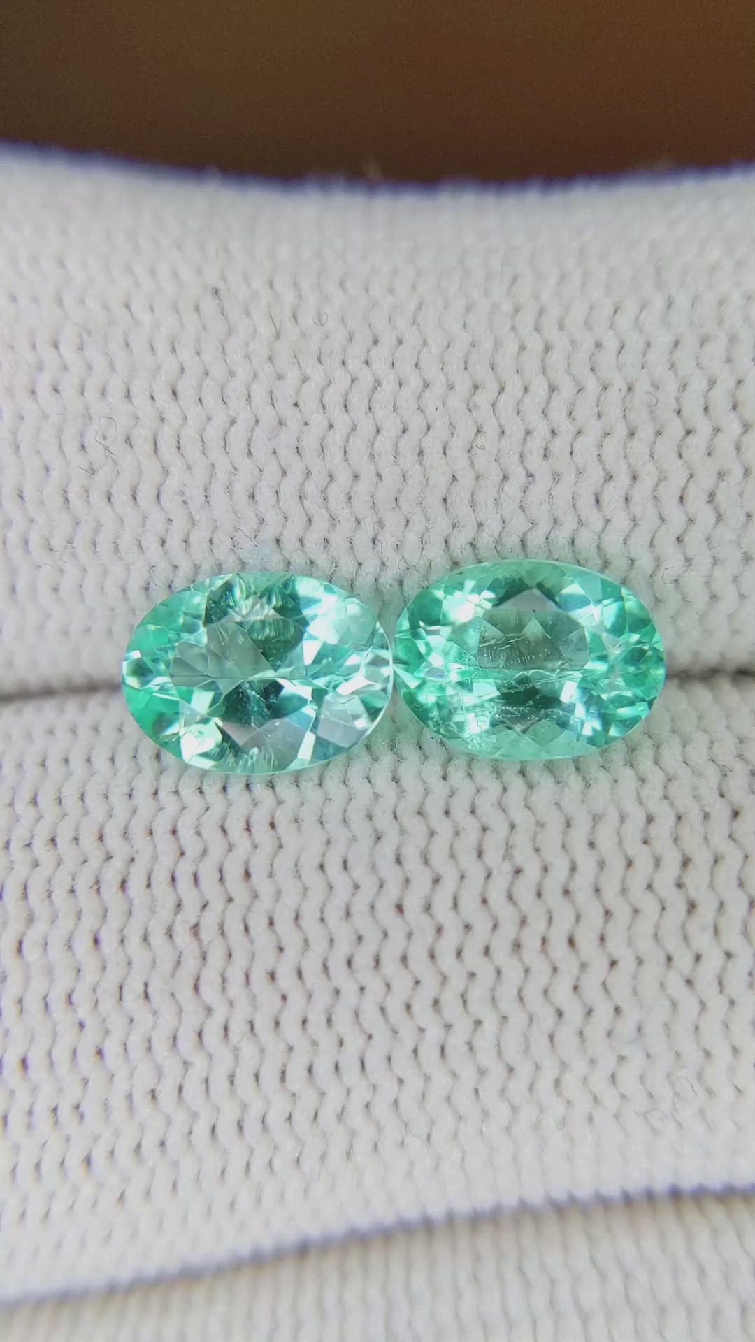 2.14 Ct.Tw.Total Carat Weight Paraiba Tourmaline Pair from Mozambique Size Video