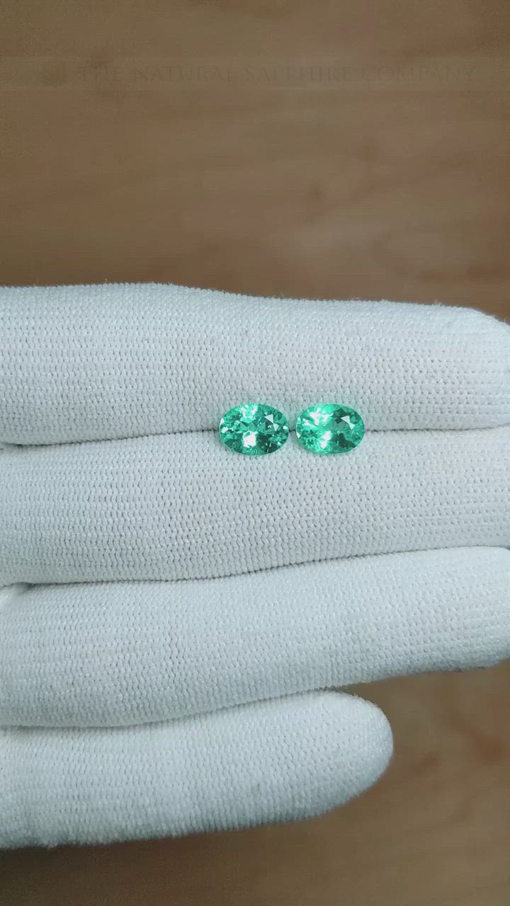 2.14 Ct.Tw.Total Carat Weight Paraiba Tourmaline Pair from Mozambique Size Video
