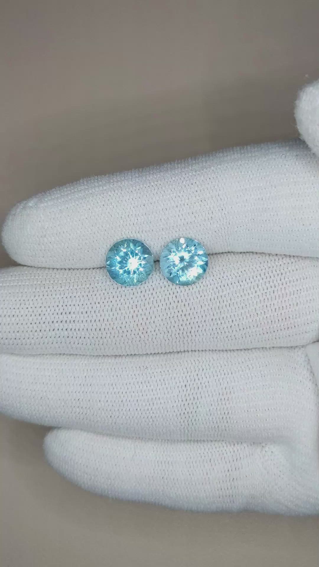 4.01 Ct.Tw.Total Carat Weight Aquamarine Pair from Brazil Size Video
