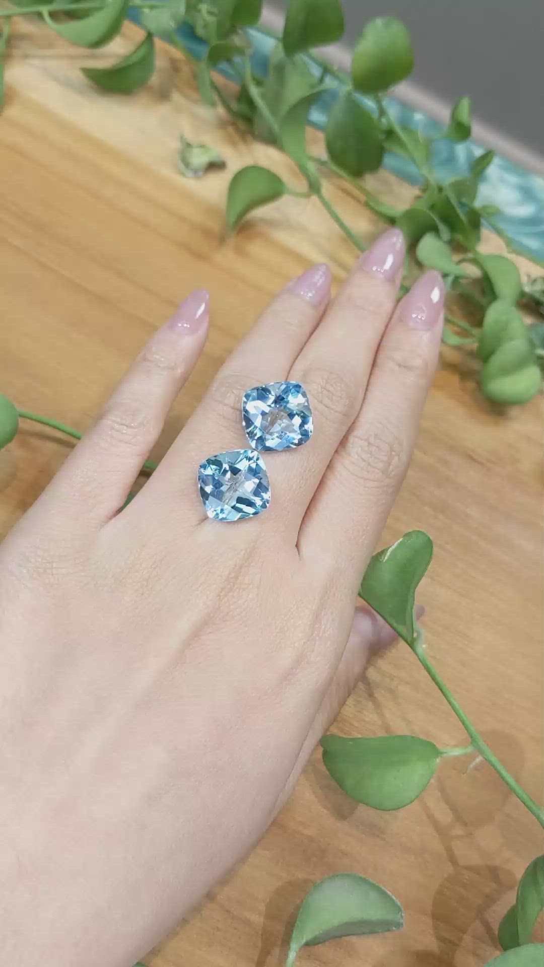 24.35 Ct.Tw.Total Carat Weight Topaz Pair from Brazil Size Video