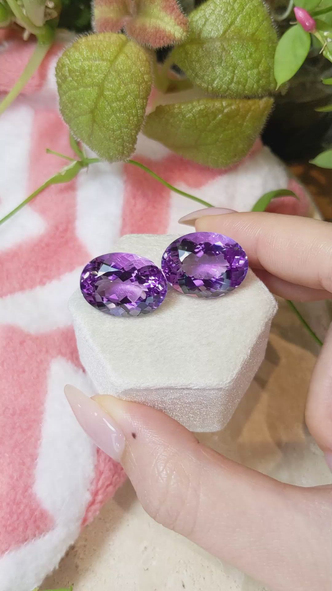 33.66 Ct.Tw.Total Carat Weight Amethyst Pair from Brazil Size Video