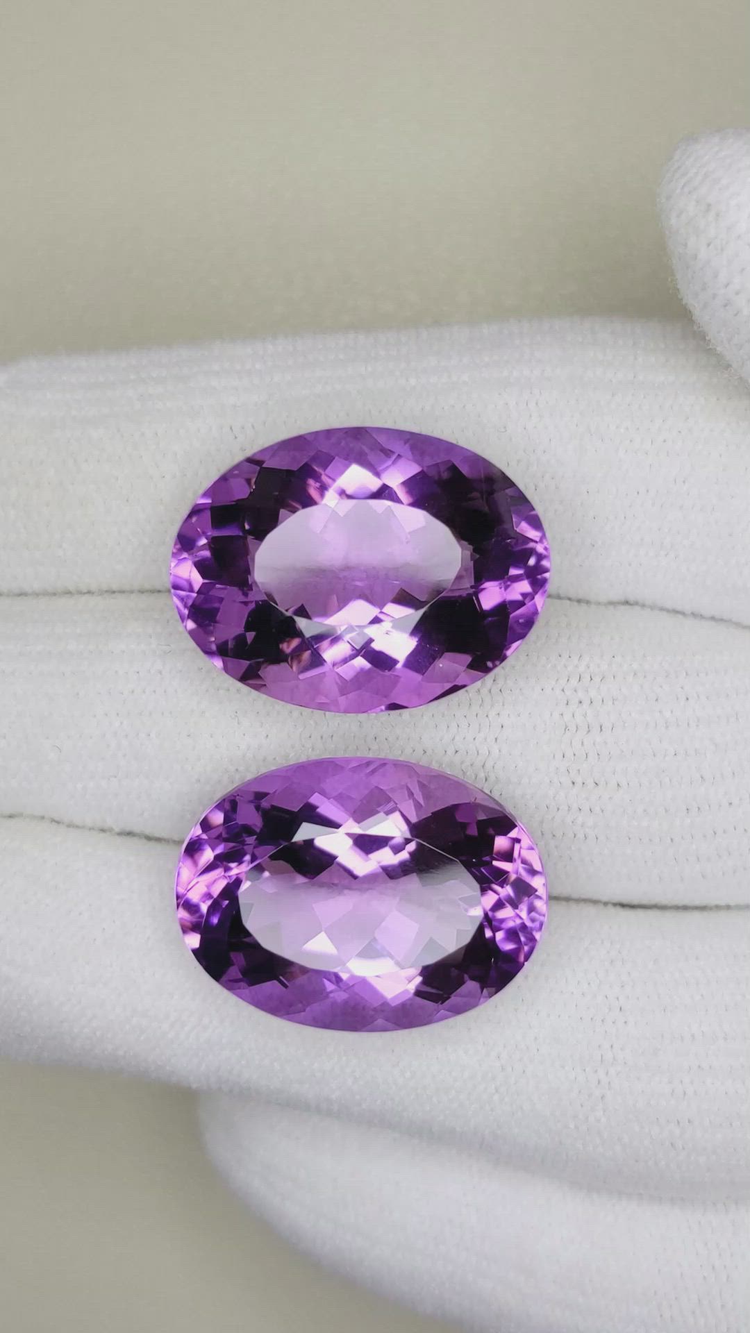 33.66 Ct.Tw.Total Carat Weight Amethyst Pair from Brazil Size Video