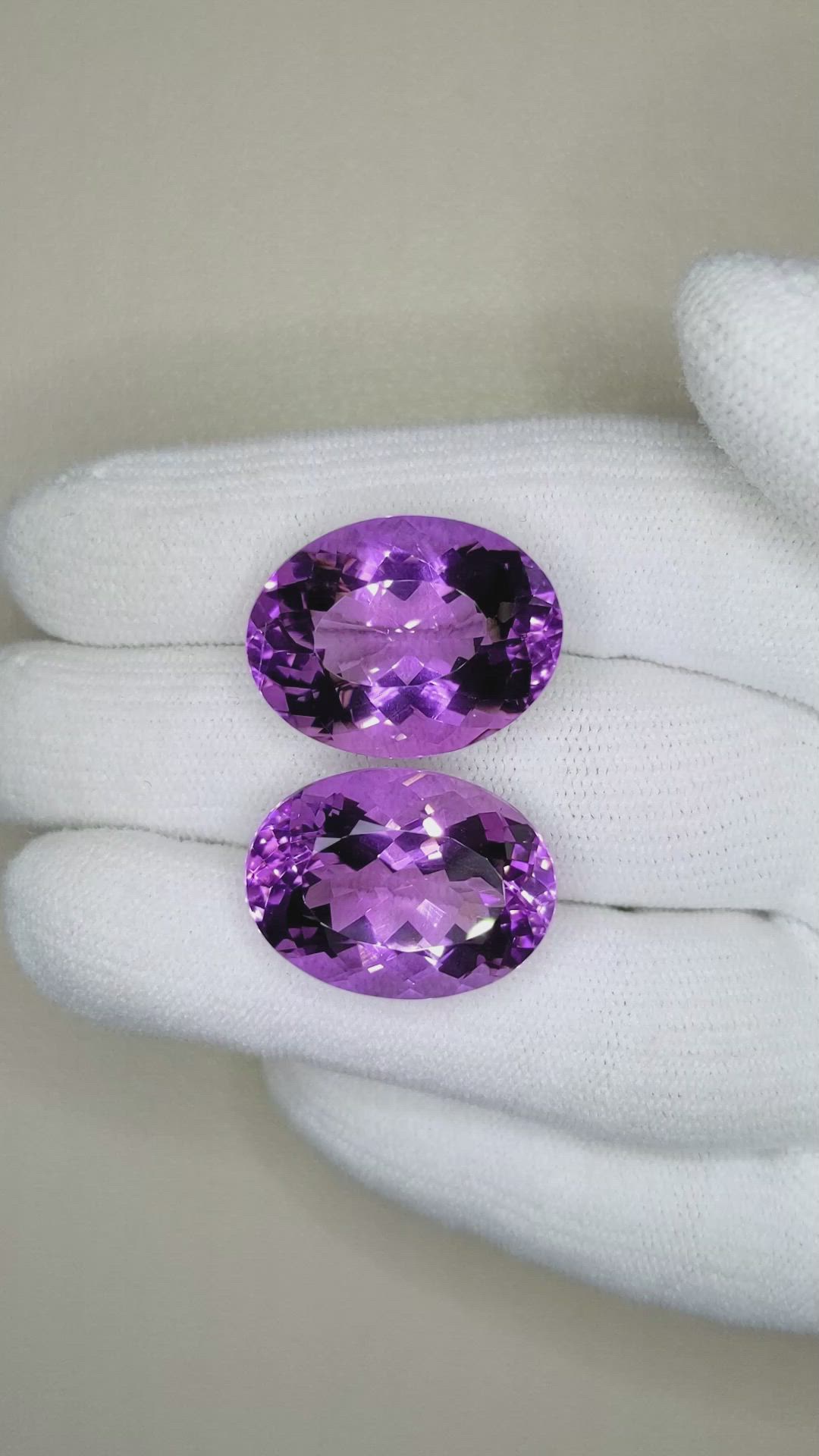 33.66 Ct.Tw.Total Carat Weight Amethyst Pair from Brazil Size Video