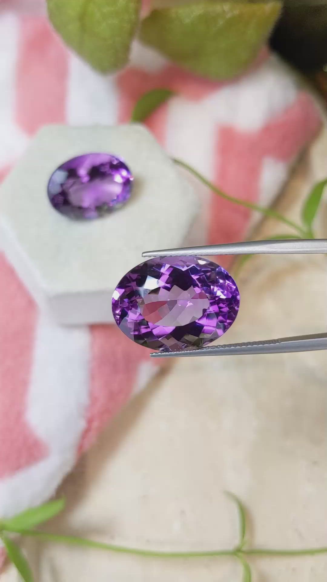 33.66 Ct.Tw.Total Carat Weight Amethyst Pair from Brazil Size Video