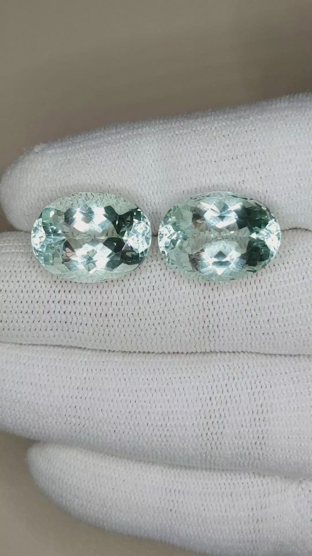 17.98 Ct.Tw.Total Carat Weight Aquamarine Pair from Brazil Size Video