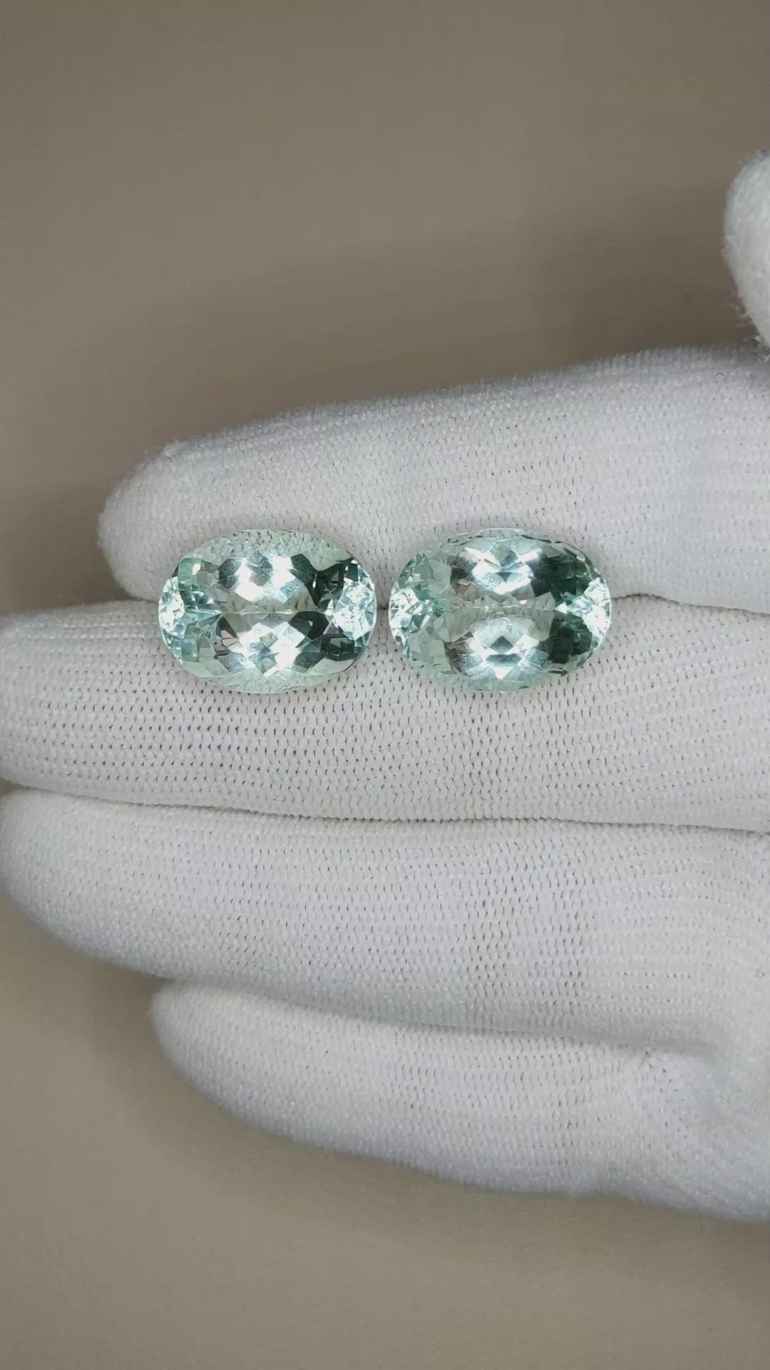 17.98 Ct.Tw.Total Carat Weight Aquamarine Pair from Brazil Size Video