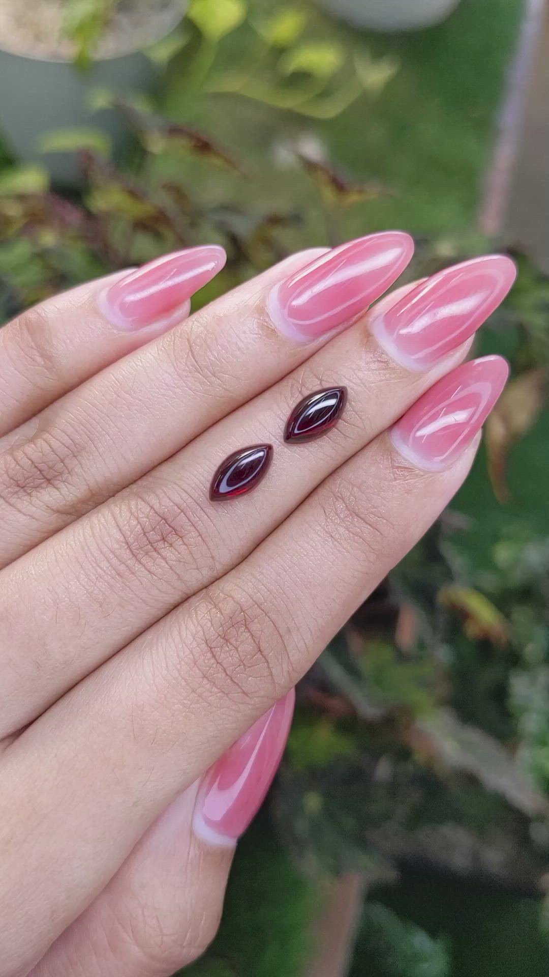 3.49 Ct.Tw.Total Carat Weight Cabochon Garnet Pair from Ceylon (Sri Lanka) Size Video
