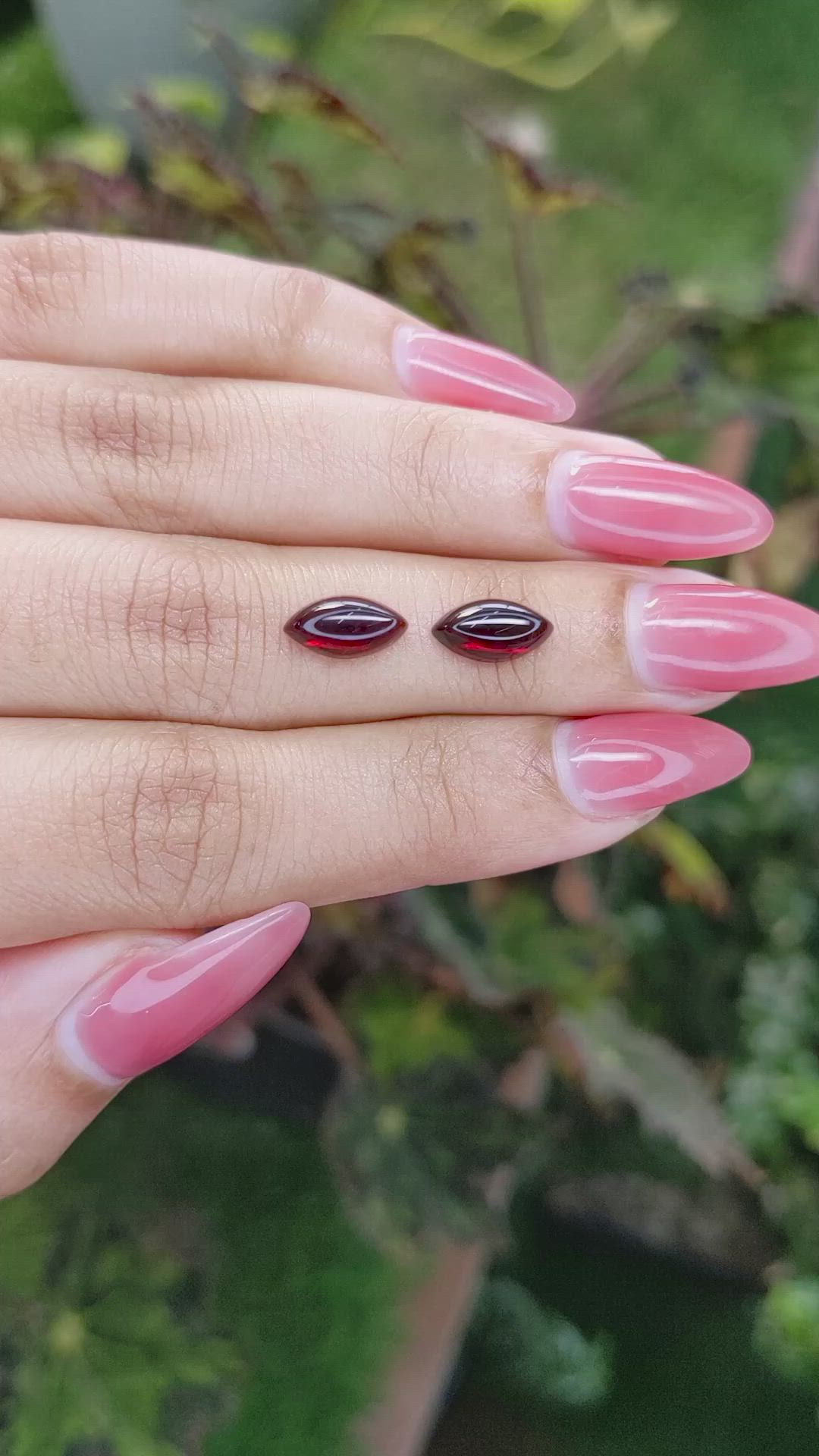3.49 Ct.Tw.Total Carat Weight Cabochon Garnet Pair from Ceylon (Sri Lanka) Size Video