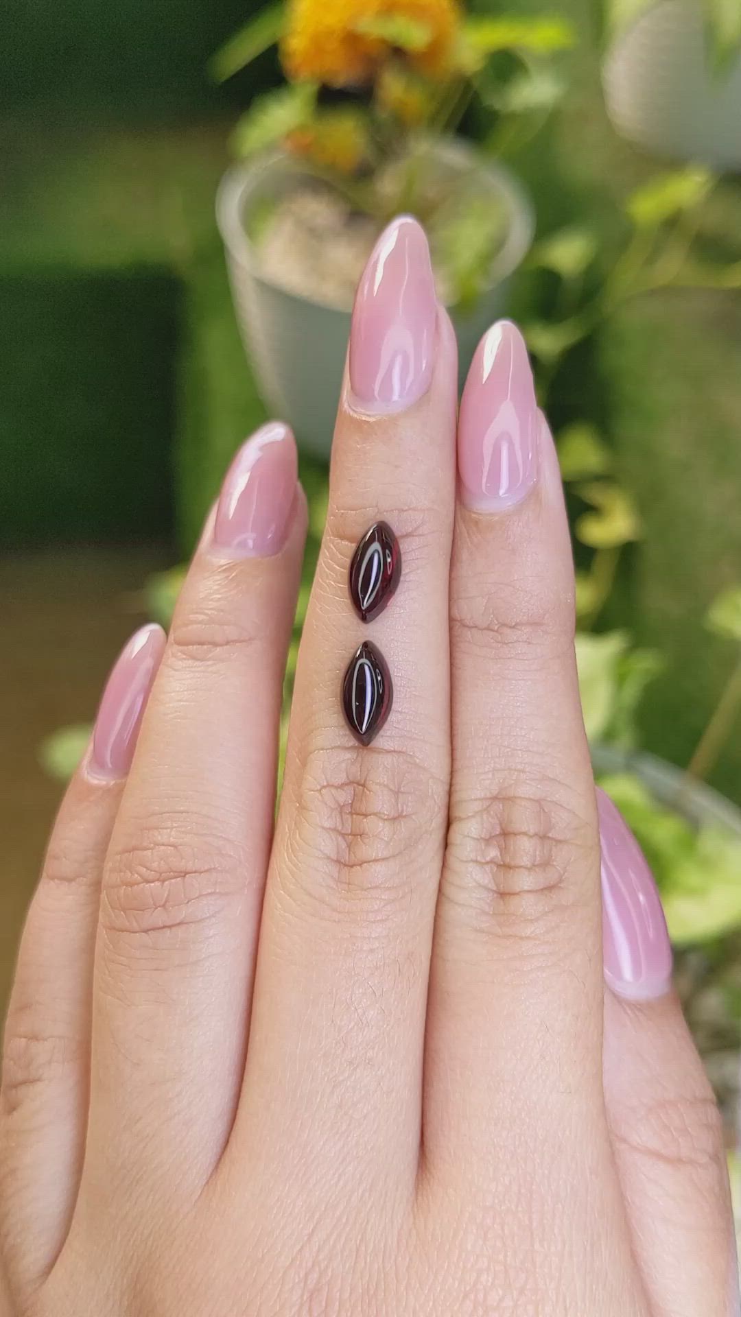 3.48 Ct.Tw.Total Carat Weight Cabochon Garnet Pair from Ceylon (Sri Lanka) Size Video