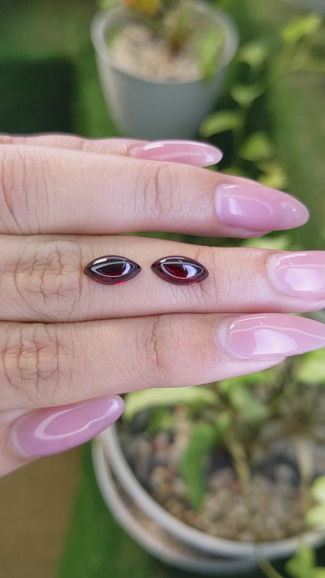 3.48 Ct.Tw.Total Carat Weight Cabochon Garnet Pair from Ceylon (Sri Lanka) Size Video